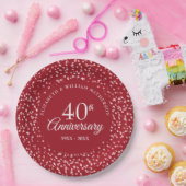 40周年記念ラブハートの紙吹雪 ペーパープレート (パーティー)