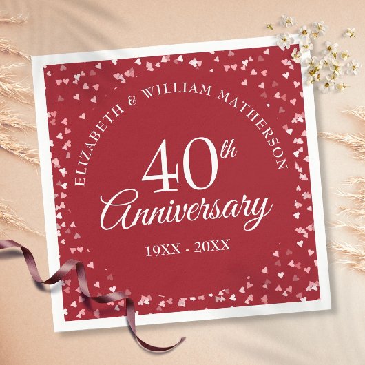 40周年記念ラブハート紙吹雪 スタンダードカクテルナプキン