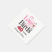 40周年記念ラブバードパーソナライズされた スタンダードカクテルナプキン (角)