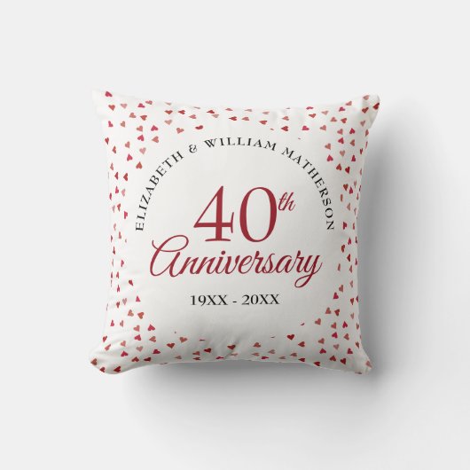 40周年記念ルビーハートの紙吹雪 クッション (正面)