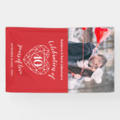 40周年記念ルビーハートパーソナライズされた写真 横断幕 (横)