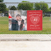 40周年記念ルビーハートパーソナライズされた写真 横断幕 (インサイチュ)