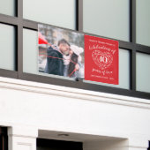 40周年記念ルビーハートパーソナライズされた写真 横断幕 (ビルの外側)