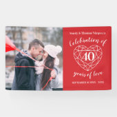 40周年記念ルビーハートパーソナライズされた写真 横断幕 (横)