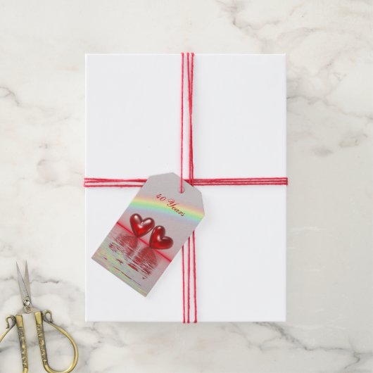 40周年記念ルビーハート ギフトタグ (より糸付き)