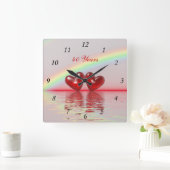 40周年記念ルビーハート スクエア壁時計 (ホーム)