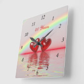 40周年記念ルビーハート スクエア壁時計 (傾斜)