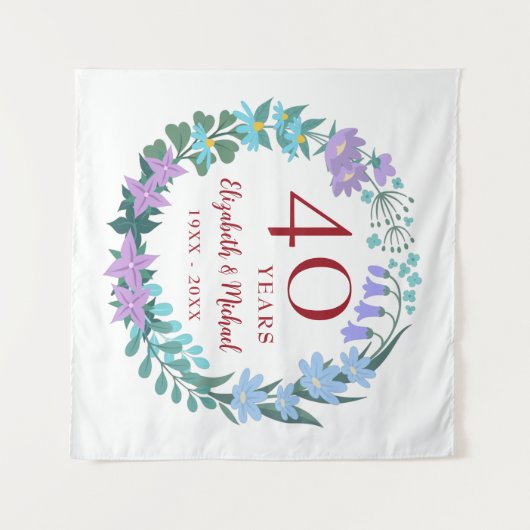 40周年記念ルビーフローラブルーベル薄紫リース タペストリー (正面(横))