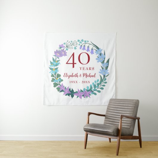 40周年記念ルビーフローラブルーベル薄紫リース タペストリー (インサイチュ)