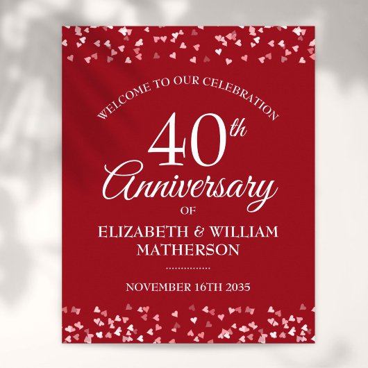 40周年記念ルビーラブハートウェルカムサイン ポスター