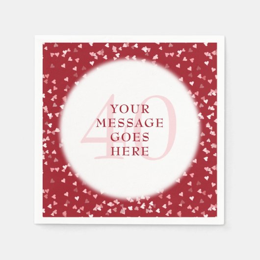 40周年記念ルビーラブハート紙吹雪 スタンダードカクテルナプキン (正面)