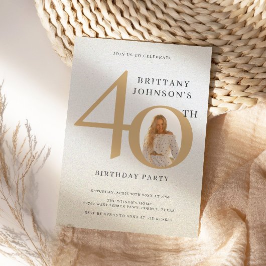 40周年記念写真エレガント40歳の誕生日 招待状