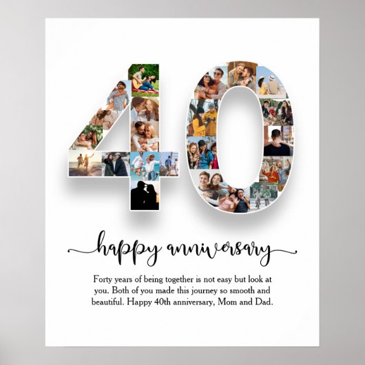 40周年記念写真パーソナライズされたコラージュのポスター ポスター (正面)