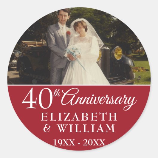 40周年記念写真結婚ルビーエレガントさん ラウンドシール (正面)