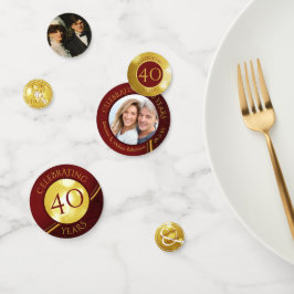 40周年記念写真結婚ルビー金ゴールドカスタム コンフェッティ