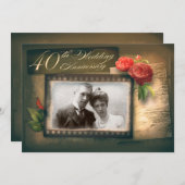 40周年記念写真結婚ヴィンテージ招待状 招待状 (正面/裏面)
