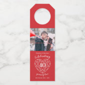 40周年記念写真結婚宝石ハート ボトルネックタグ (正面)