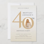 40周年記念写真 エレガントな40歳の誕生日 招待状 (正面)
