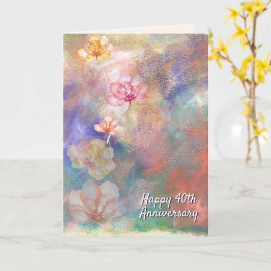 40周年記念抽象芸術絵を描と花 カード (黄色い花)