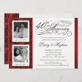 40周年記念招待状 エレガント - 当時と現在 招待状 (正面/裏面)