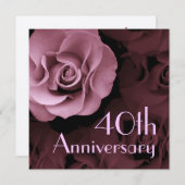 40周年記念招待状-ピンクローズ 招待状 (正面/裏面)
