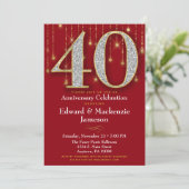 40周年記念招待状 赤金 ダイヤモンド 招待状 (スタンド正面)