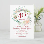 40周年記念日 変更 日付 ローズ ガーランド 招待状 (スタンド正面)
