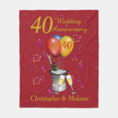 40周年記念結婚お祝い赤 フリースブランケット (正面)