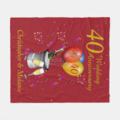 40周年記念結婚お祝い赤 フリースブランケット (正面(横))