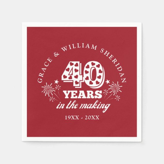 40周年記念結婚に スタンダードカクテルナプキン (正面)