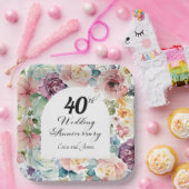 40周年記念結婚のスクリプエレガントトフローラ ペーパープレート (パーティー)