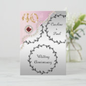 40周年記念結婚エンボスシルバーバラ金ゴールド 招待状 (スタンド正面)