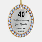 40周年記念結婚ダイヤモンド名前をカスタムする セラミックオーナメント (右)