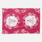 40周年記念結婚パーティールビーレッドパンジー キッチンタオル (横)