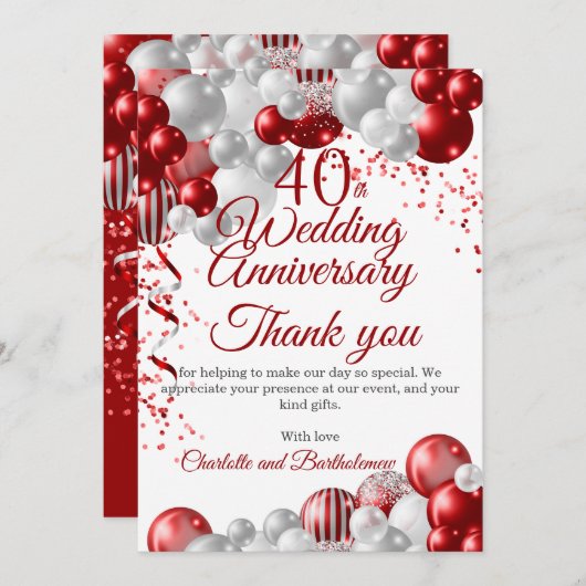 40周年記念結婚パーティー サンキューカード (正面/裏面)