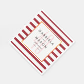 40周年記念結婚ルビクラシックーストライプ スタンダードランチョンナプキン (角)