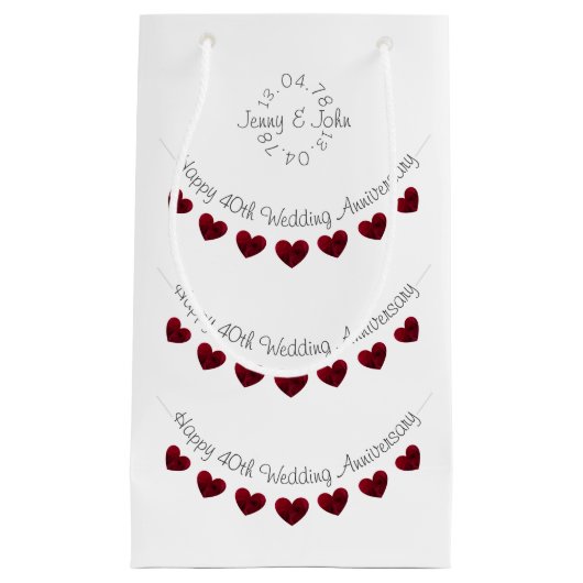 40周年記念結婚ルビーハートスモール抱き枕 スモールペーパーバッグ (正面)