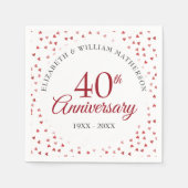 40周年記念結婚ルビーハート紙吹雪 スタンダードカクテルナプキン (正面)