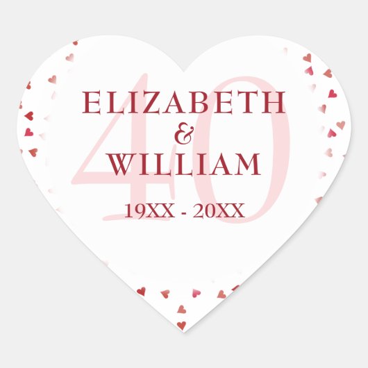 40周年記念結婚ルビーハート ハートシール (正面)