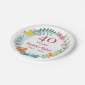 40周年記念結婚ルビーフローラ蝶 ペーパープレート (アングル)