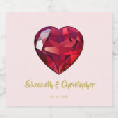 40周年記念結婚ルビーレッドピンク金ゴールド スパークリングワインラベル (シングルラベル)