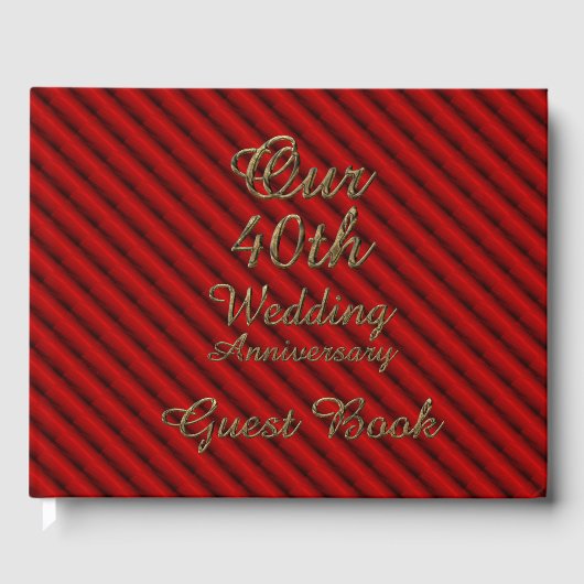 40周年記念結婚ルビー金ゴールドタイポグラフィ ゲストブック (正面)
