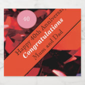 40周年記念結婚ルビー スパークリングワインラベル (シングルラベル)