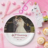 40周年記念結婚写真エレガント ペーパープレート (パーティー)