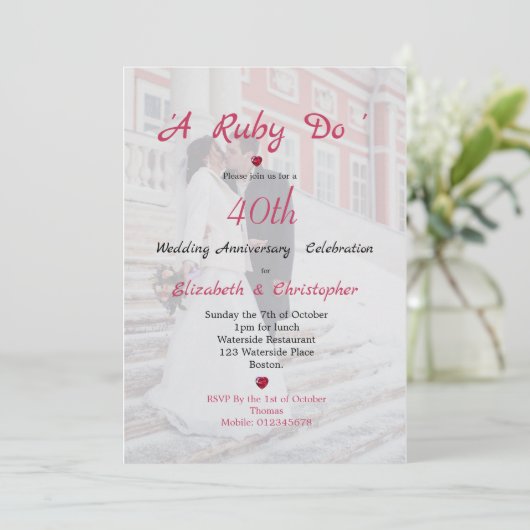 40周年記念結婚写真エレガントA Ruby Do 招待状 (スタンド正面)