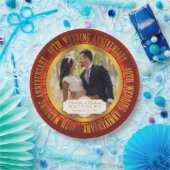 40周年記念結婚写真赤 | ゴールドトーン ペーパープレート (パーティー)