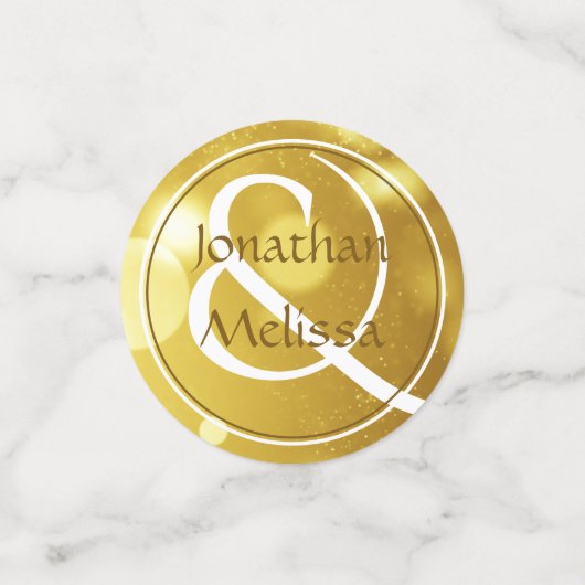 40周年記念結婚写真金ゴールドパーソナライズされた コンフェッティ (スモール正面)