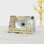 40周年記念結婚叔母と伯父ピンクのバラ カード (黄色い花)