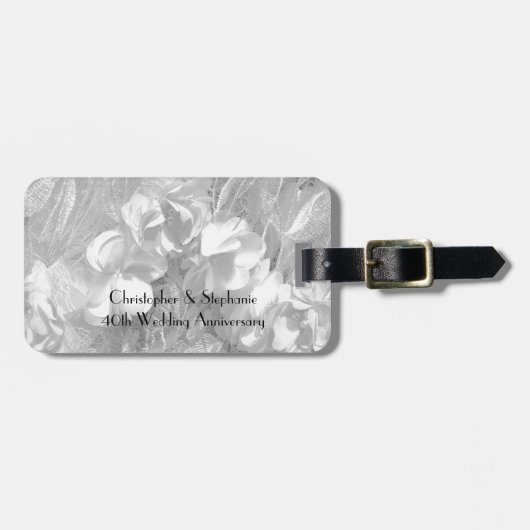 40周年記念結婚白花とレース ラゲッジタグ (正面横)