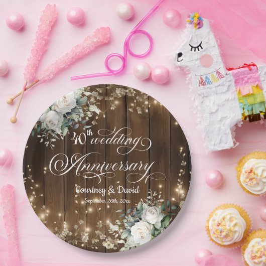 40周年記念結婚的ストリングラ素朴イト ペーパープレート (パーティー)